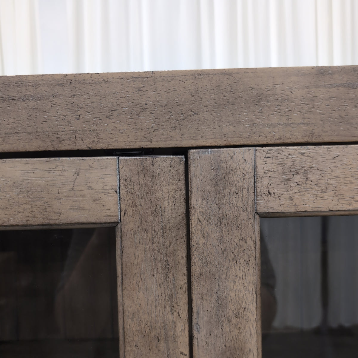 Light Brown Wood Two-Door China Cabinet