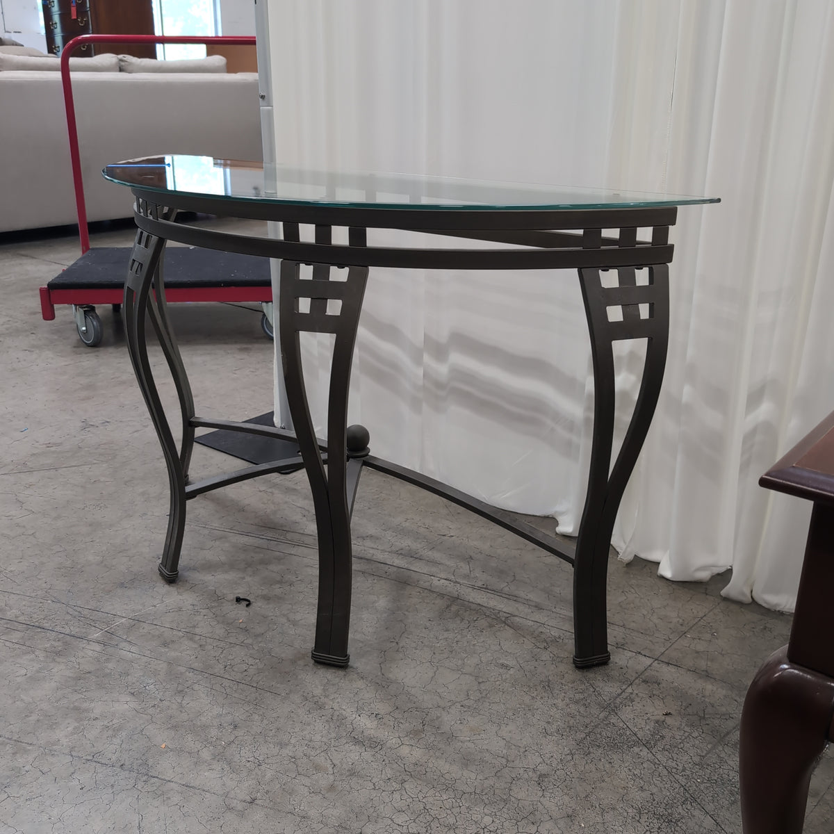 Half-Moon Glass Top Console Table