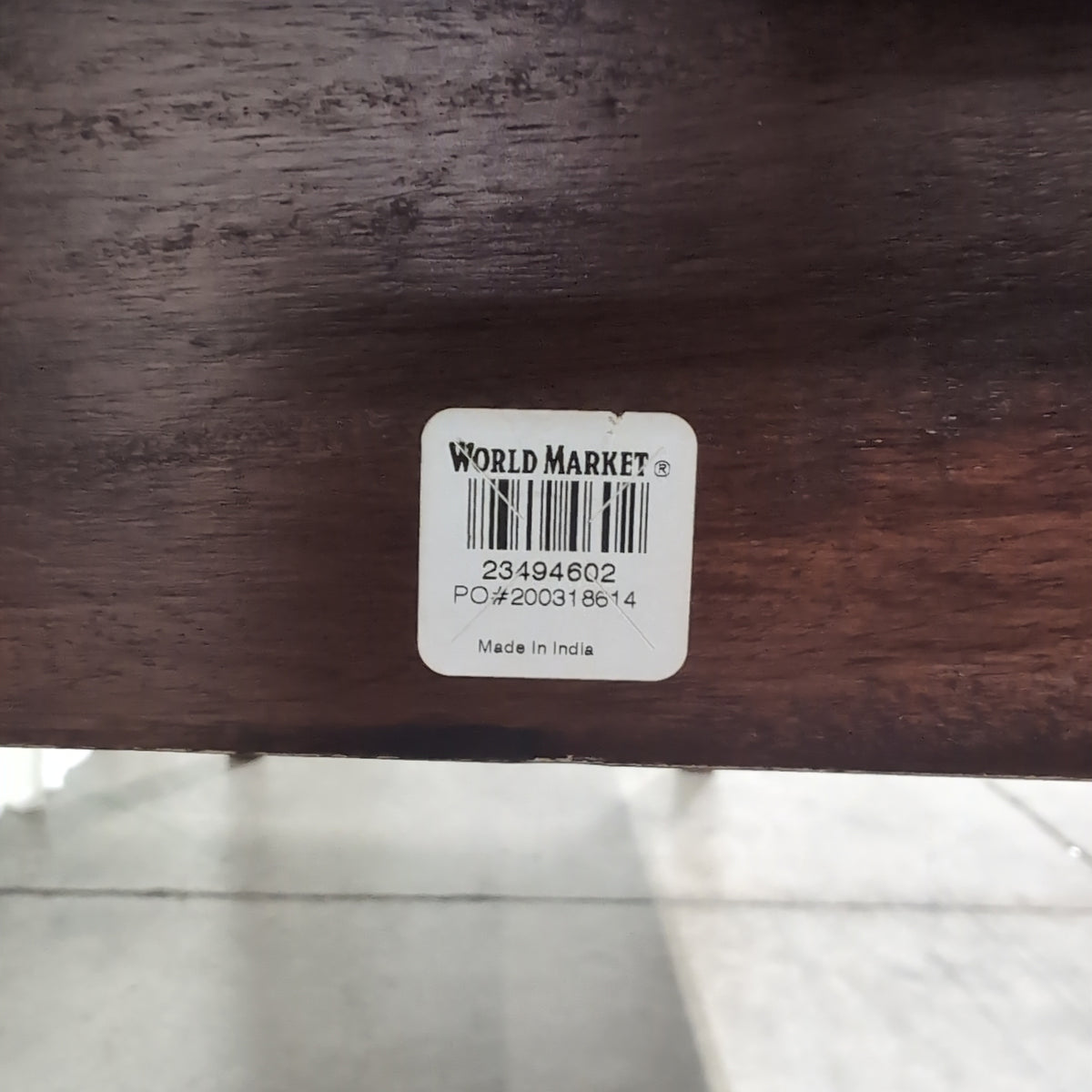 World Market Dark Brown Rustic Wood Dining Table with Turned Legs