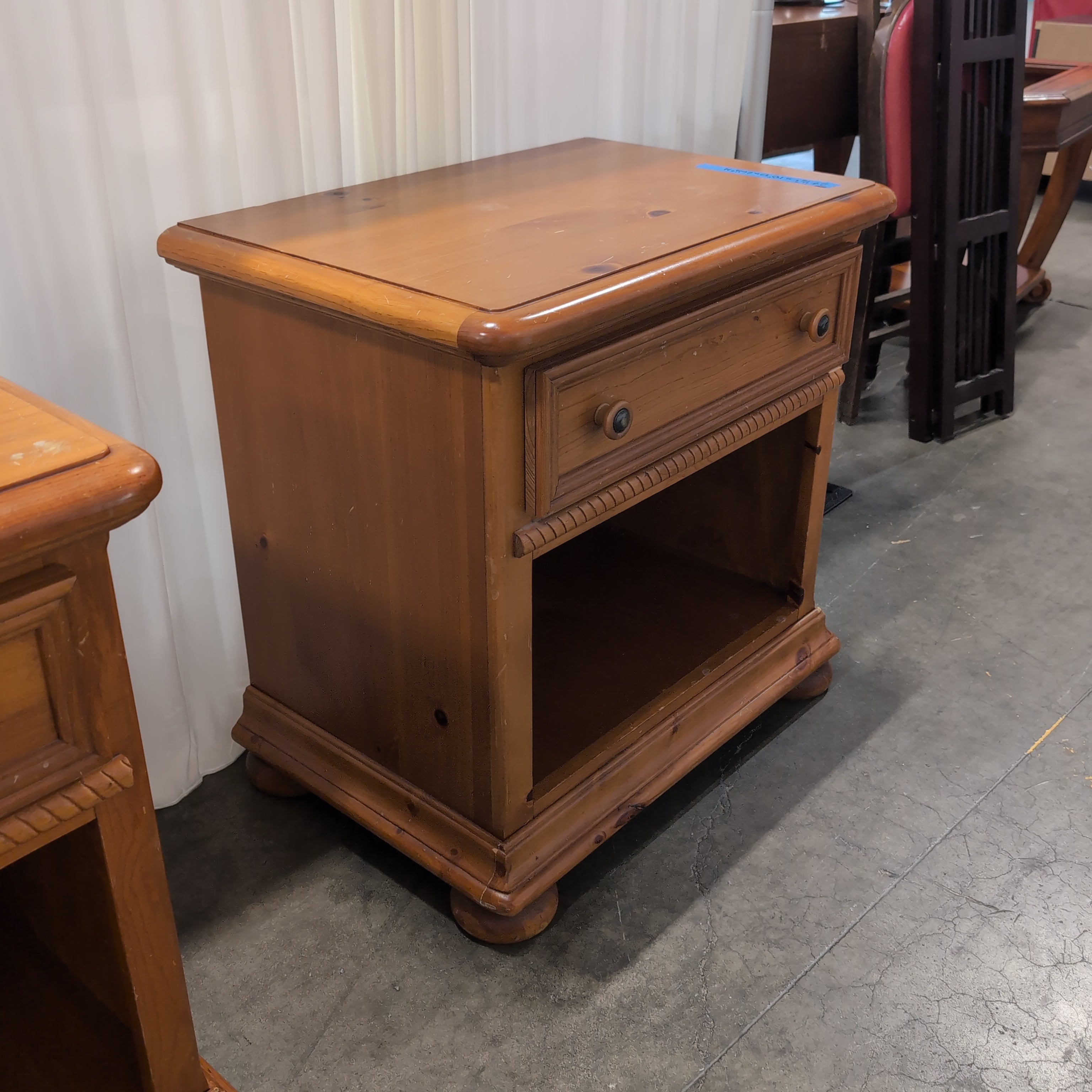 Warm Tone Wood Nightstand with Open Storage