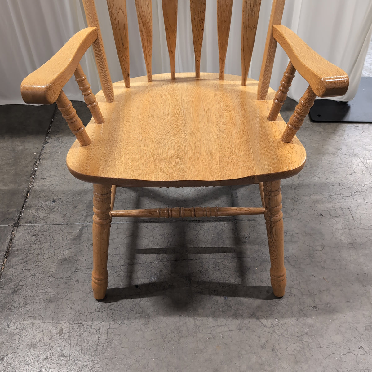 Natural Wood Windsor Arm Chair with Spindle Back