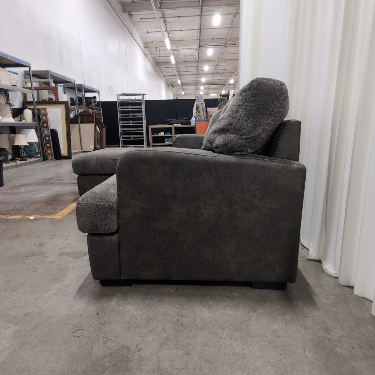 Dark Gray Fabric L-Shaped Sectional Couch