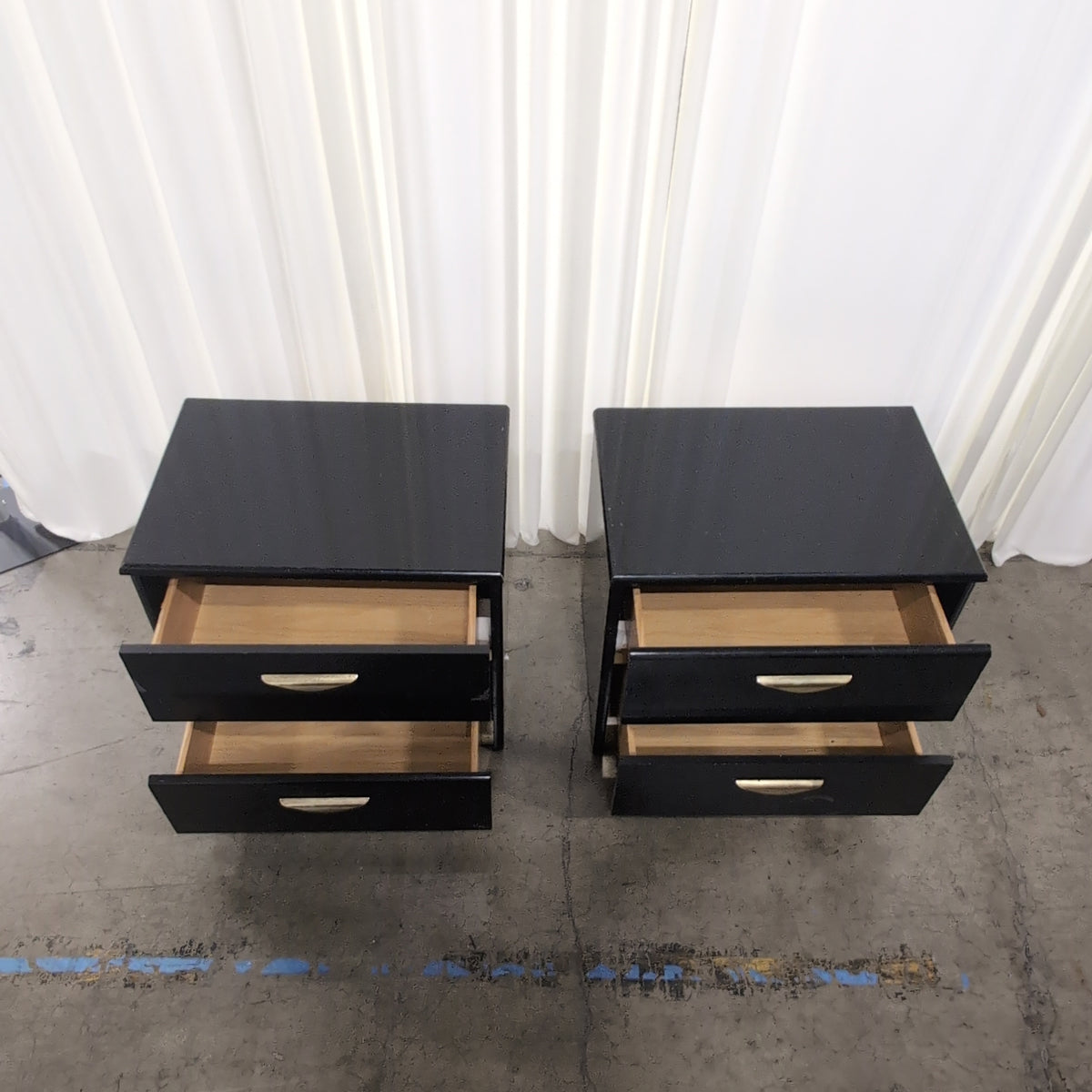 Black Lacquer Four-Drawer Dresser with Gold Pulls