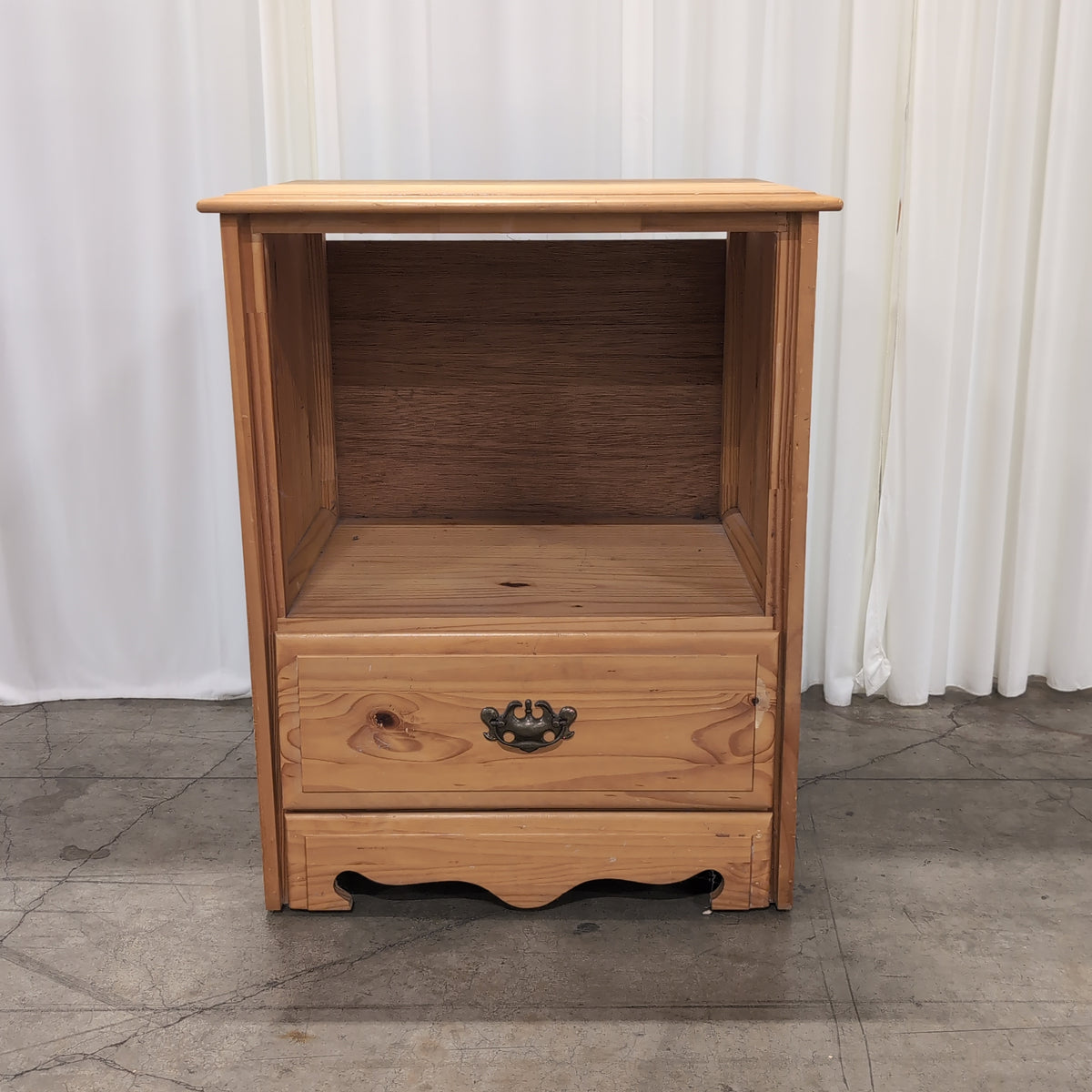 Honey Pine Wood Single Drawer Nightstand