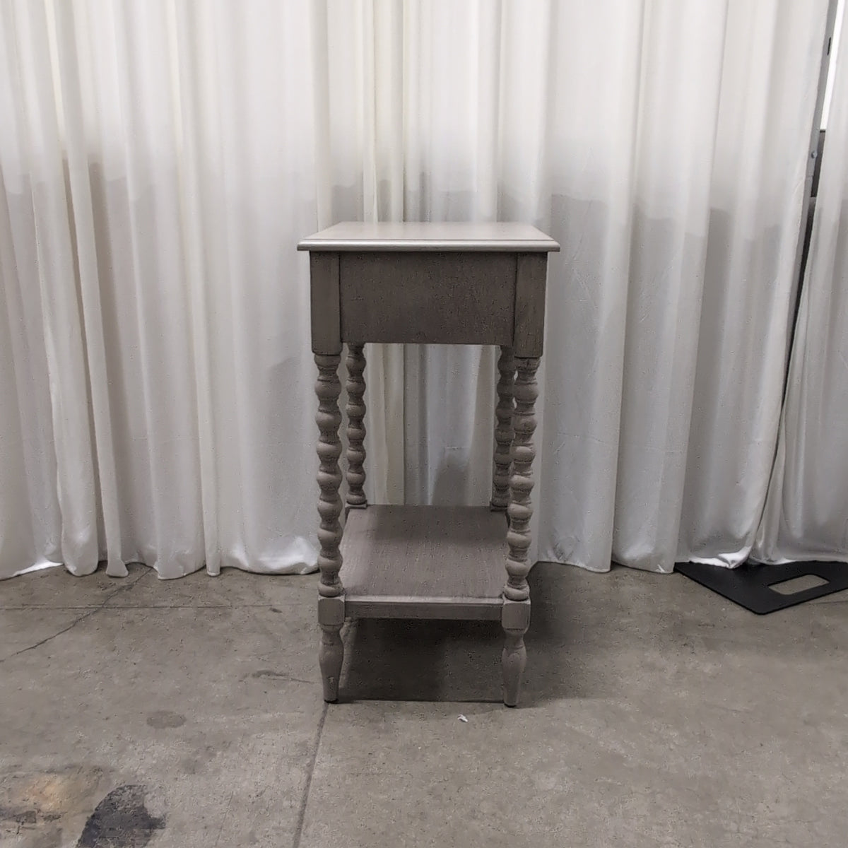 Light Grey Wood Nightstand with Open Shelf