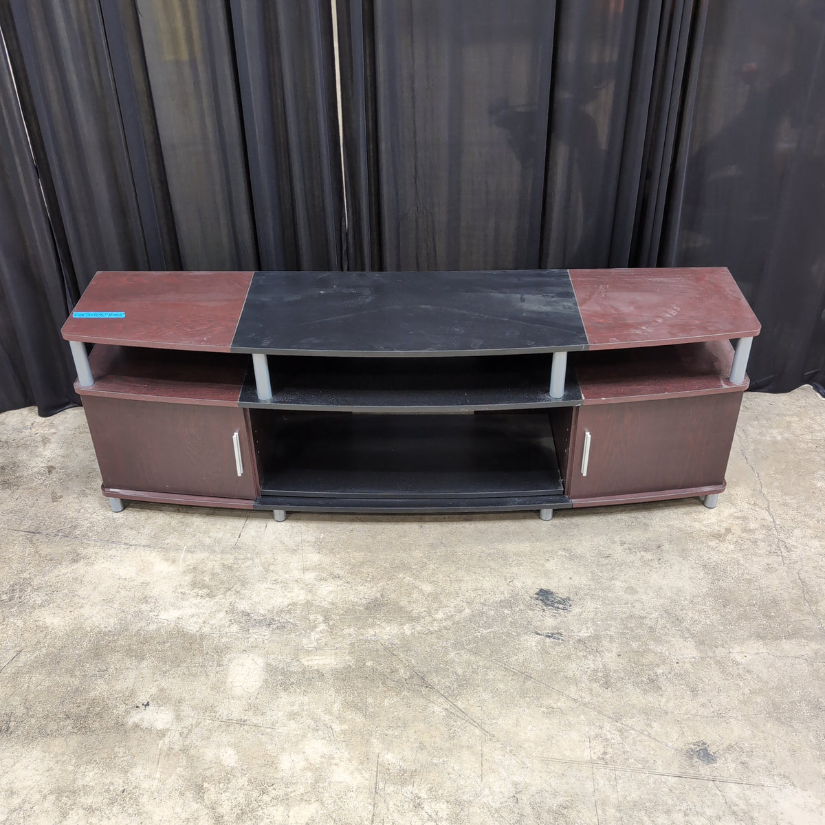 Dark Brown Laminate TV Stand with Open Shelving