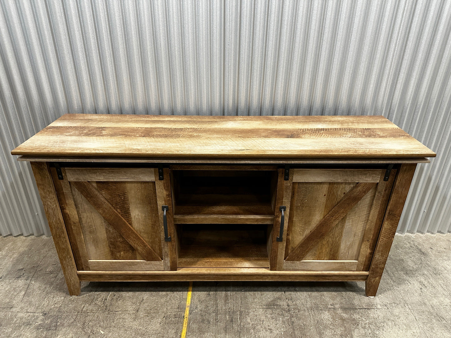 Entertainment Console / Credenza with Storage and Barn Doors