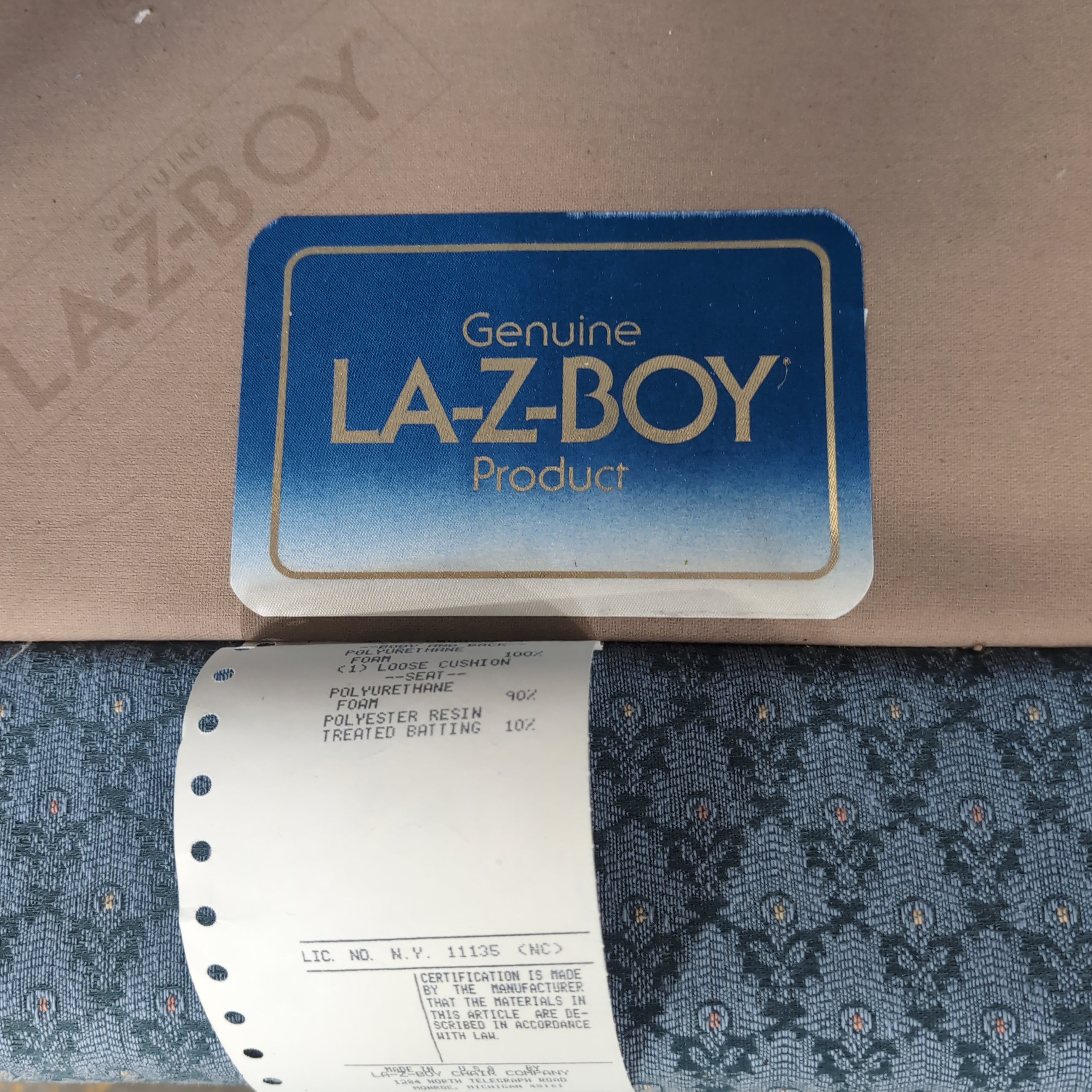 Light Blue Patterned Upholstered Club Chair with Rolled Arms