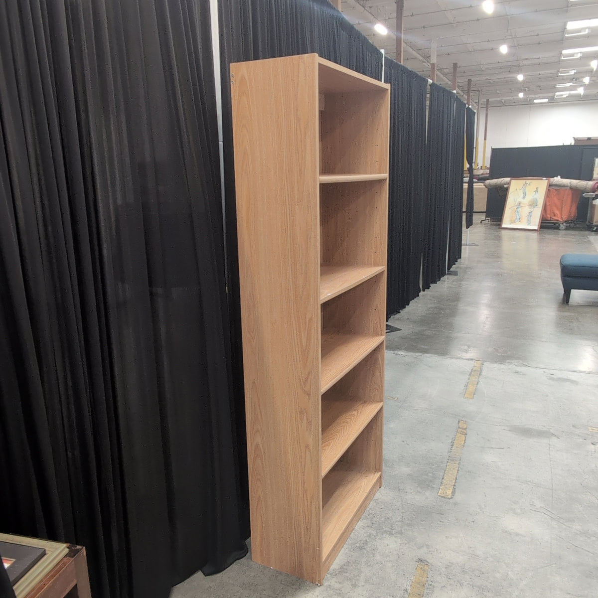 Natural Wood Five-Shelf Bookcase