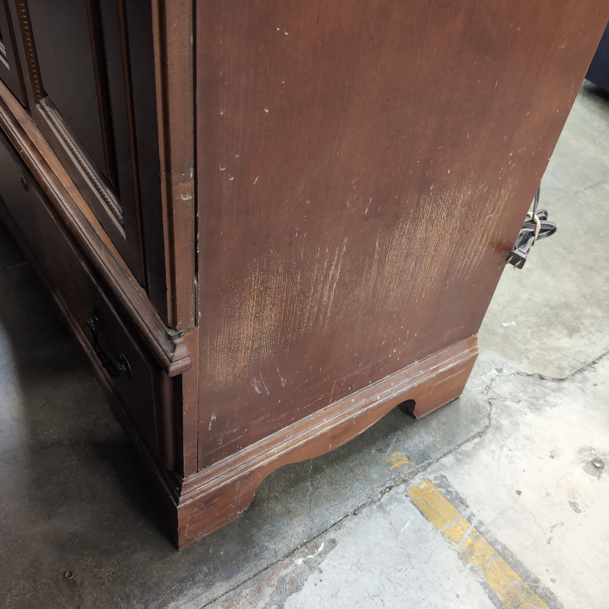 Cherry Finish Wood TV Stand with Cabinet Doors