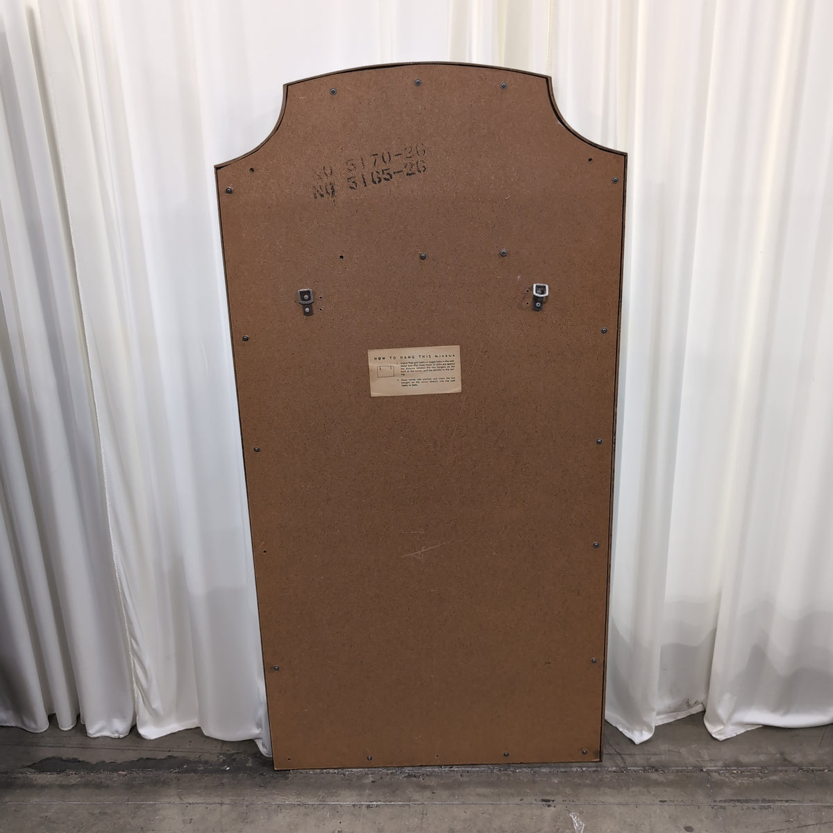 Traditional Brown Wood Mirror with Carved Top