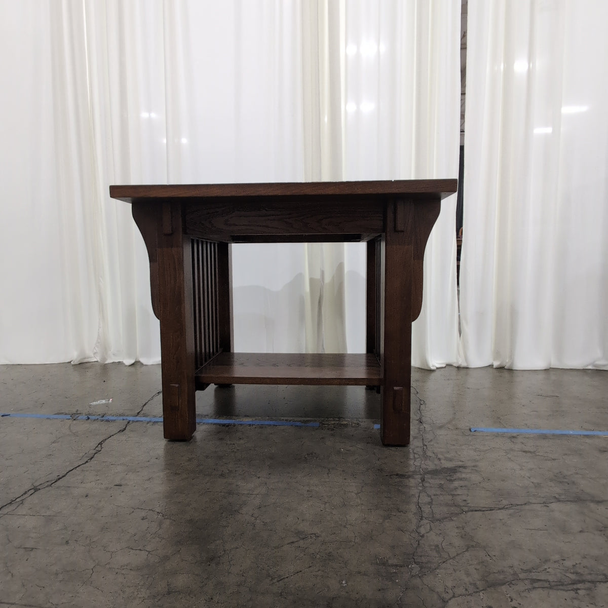 Mission Style Oak Wood End Table with Lower Shelf