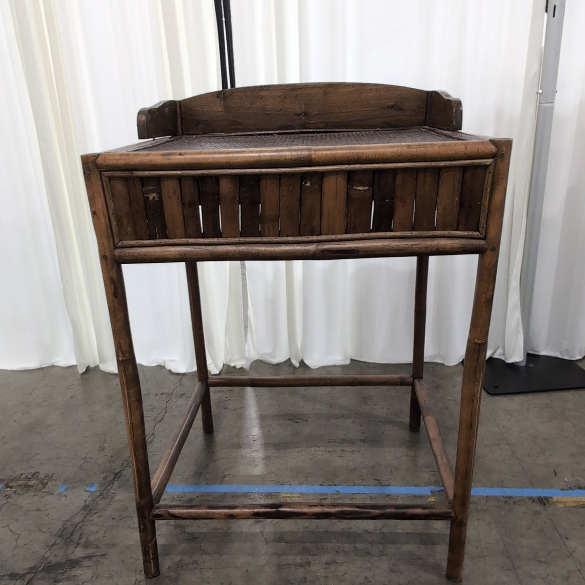 Tropical Bamboo End Table with Rattan Top