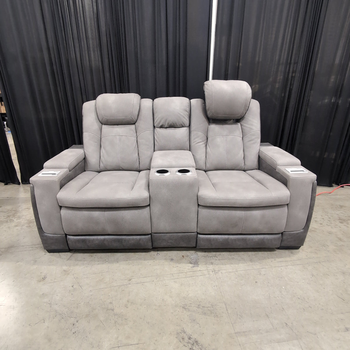 Modular Taupe Fabric Sectional Couch with Ottoman