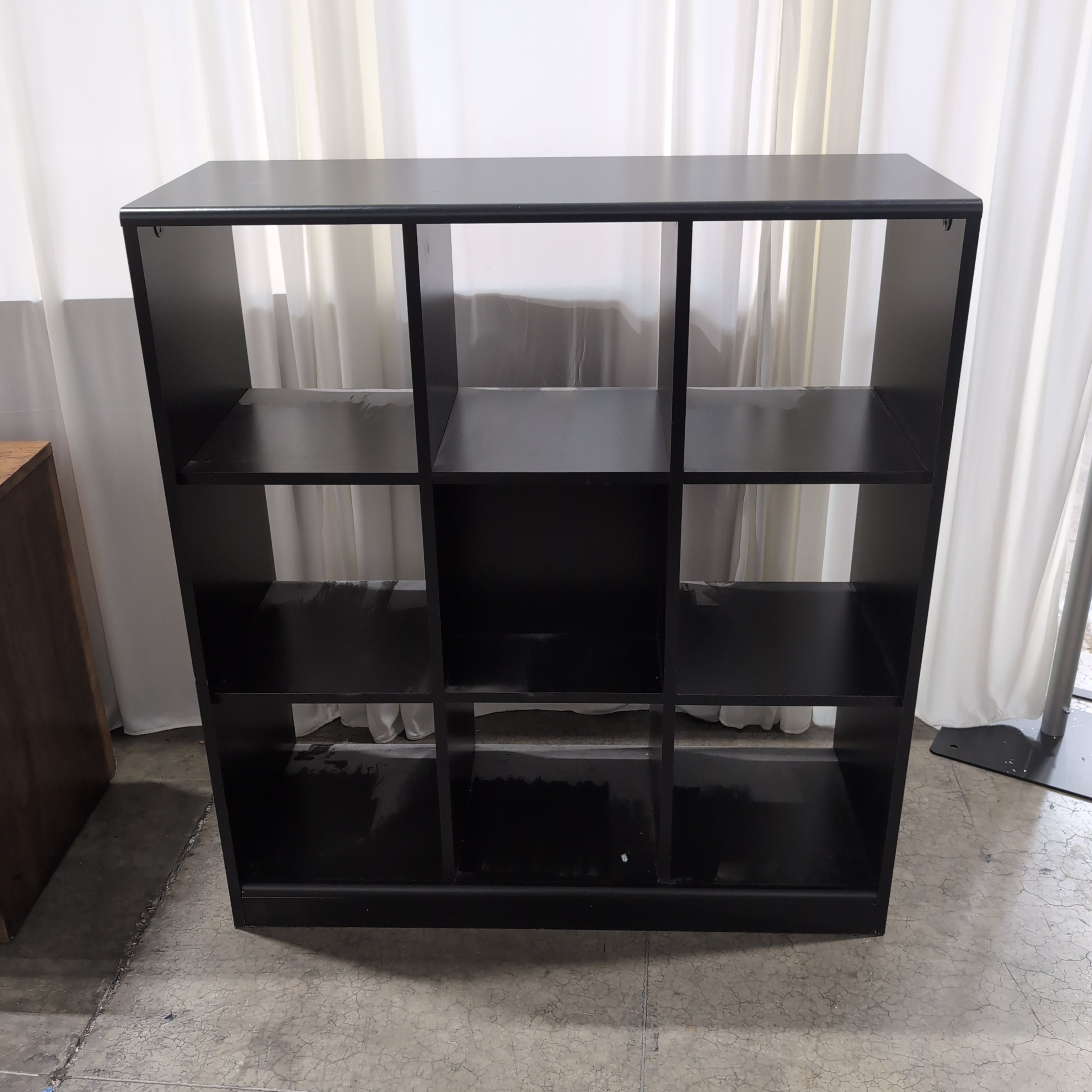 Black Wood Composite Multi-Cubby Storage Bookcase