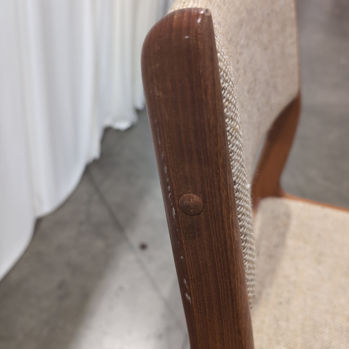 Mid-Century Modern Upholstered Dining Chair in Wood