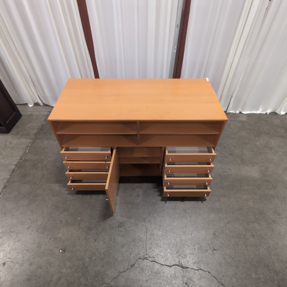 Light Wood Tone Open Shelf TV Stand