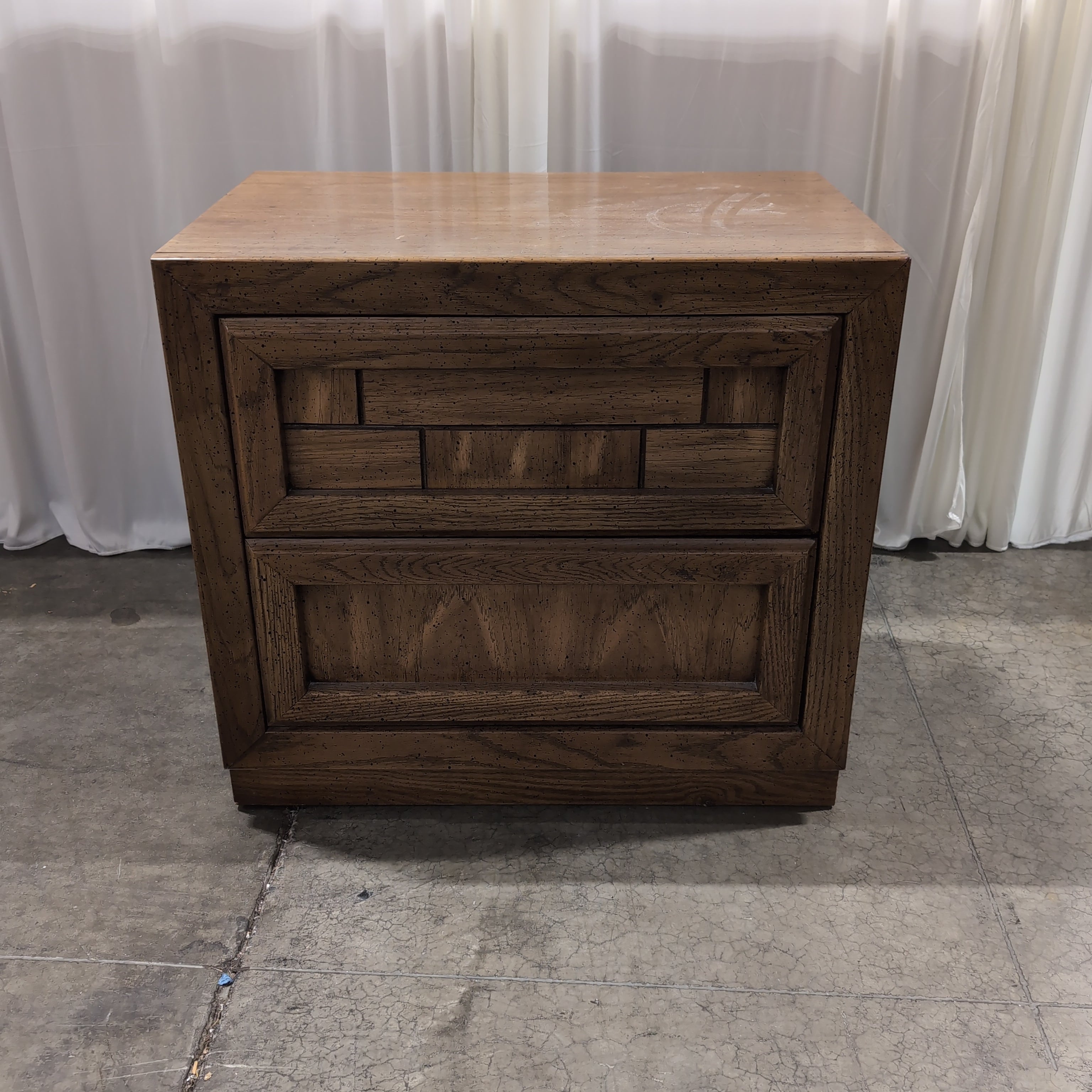 Medium Brown Wood Two-Drawer Nightstand