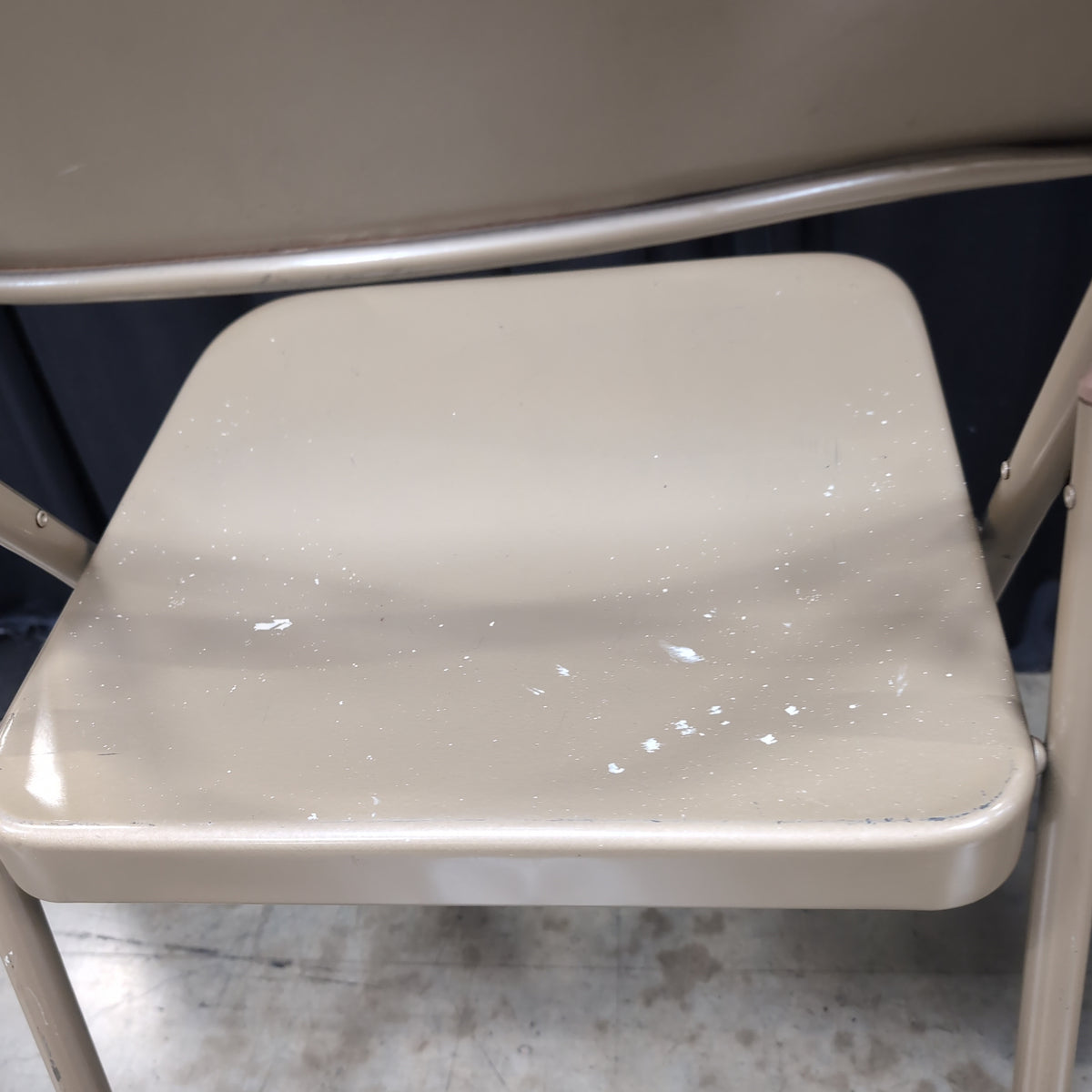 Set of Three Tan Metal Folding Chair with Rubber Feet