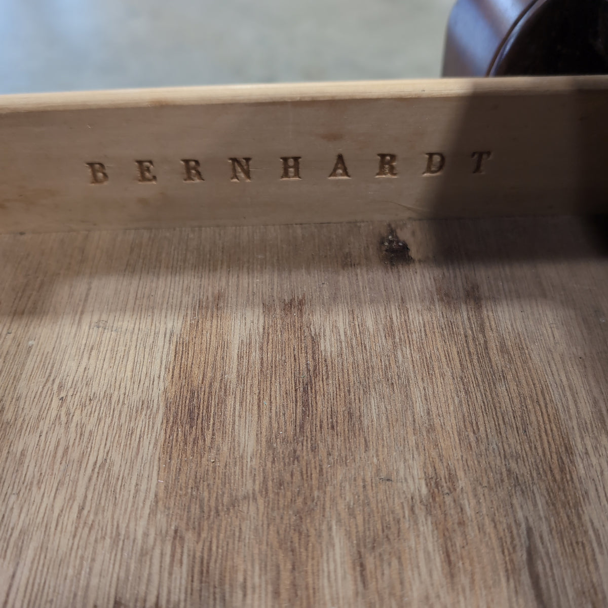 Dark Wood Patterned Top End Table