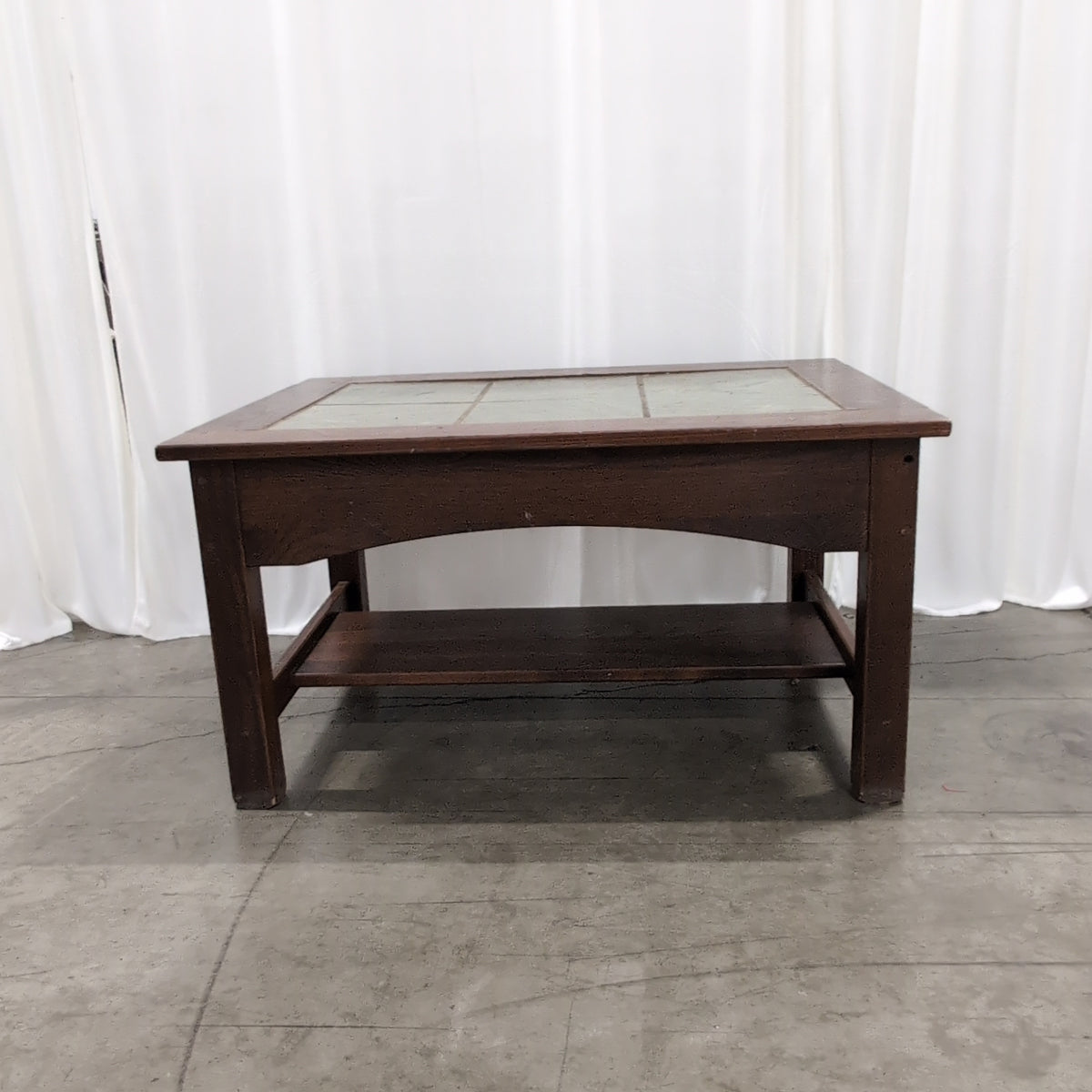 Dark Wood Rectangular Coffee Table with Tile Top