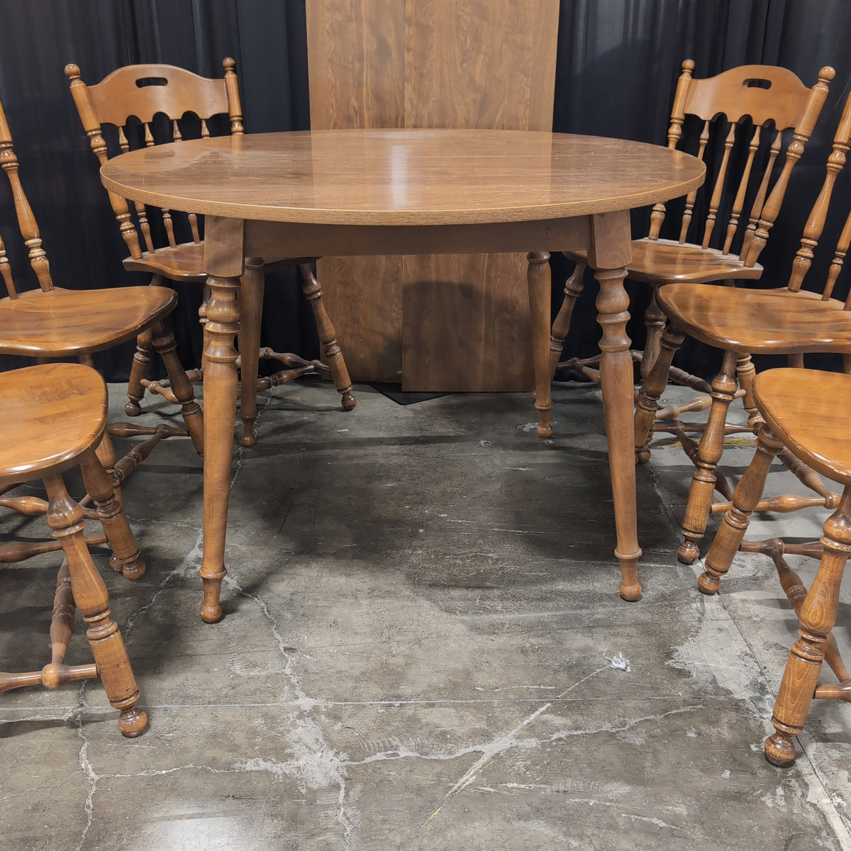 Light Wood Drop Leaf Dining Table and Six Chairs