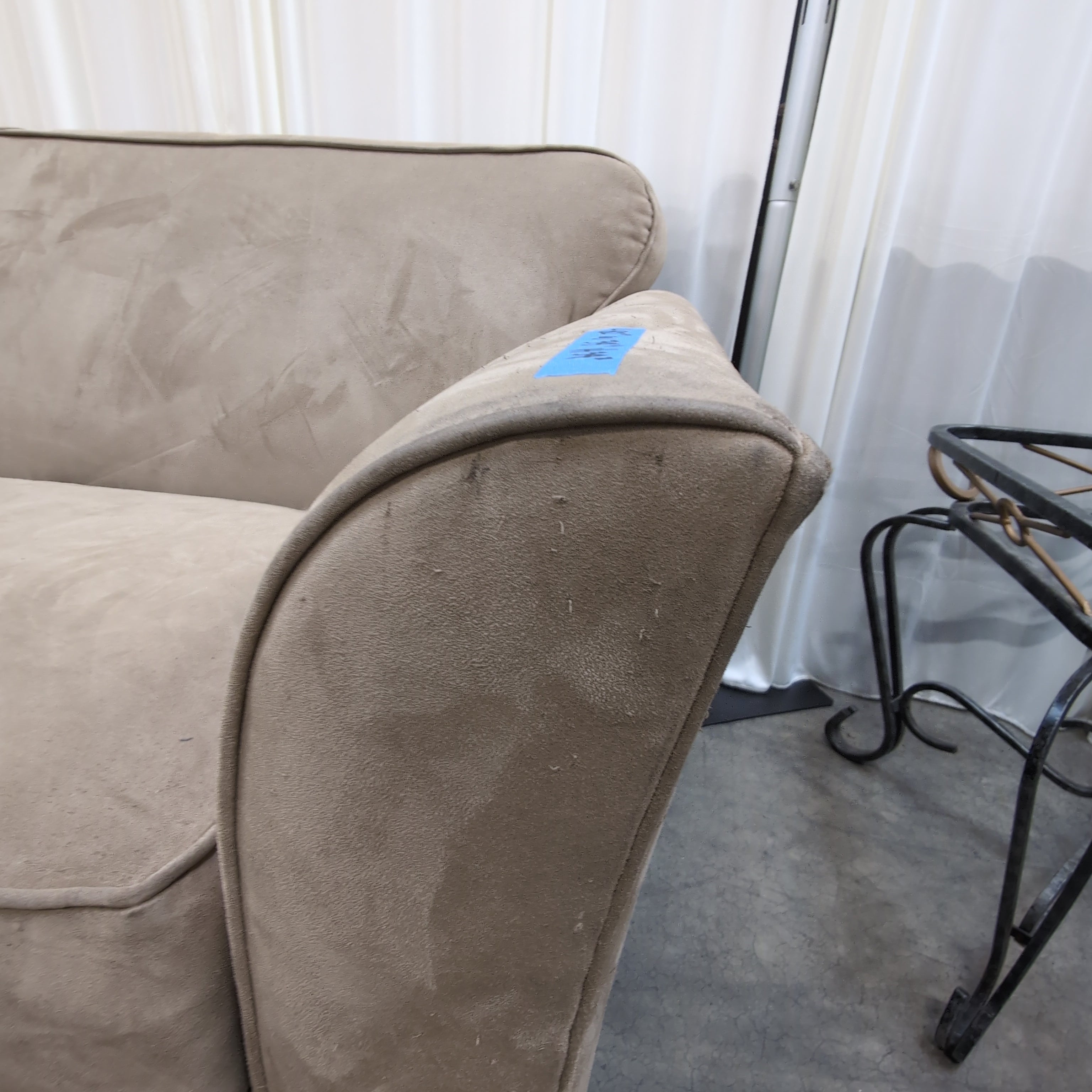 Tan Microfiber Rolled Arm Couch