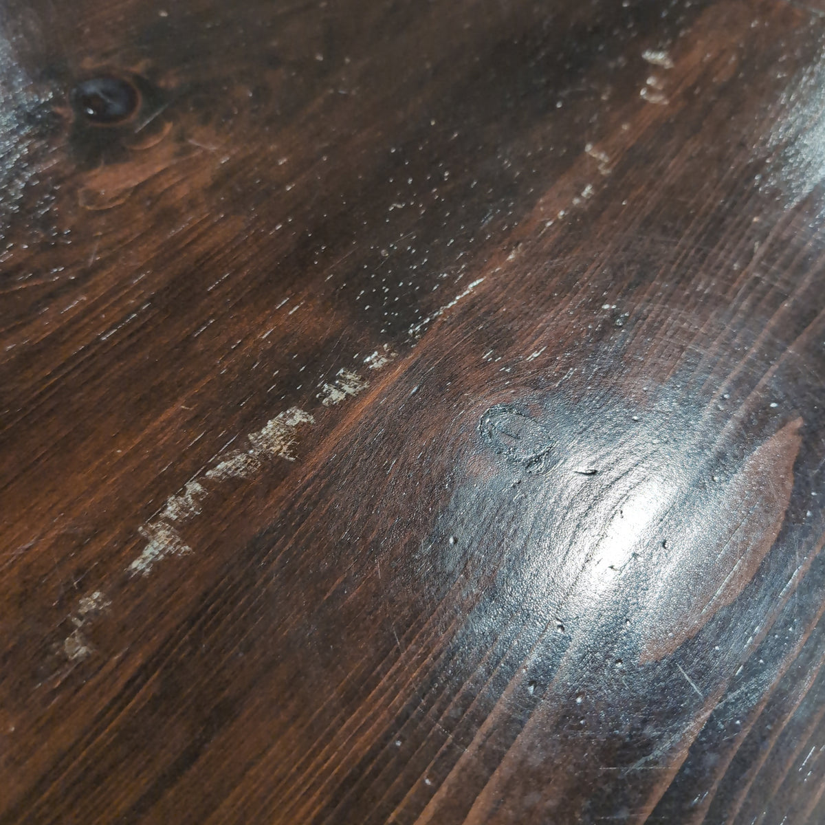 Dark Stained Wood Dining Table with Extension Mechanism