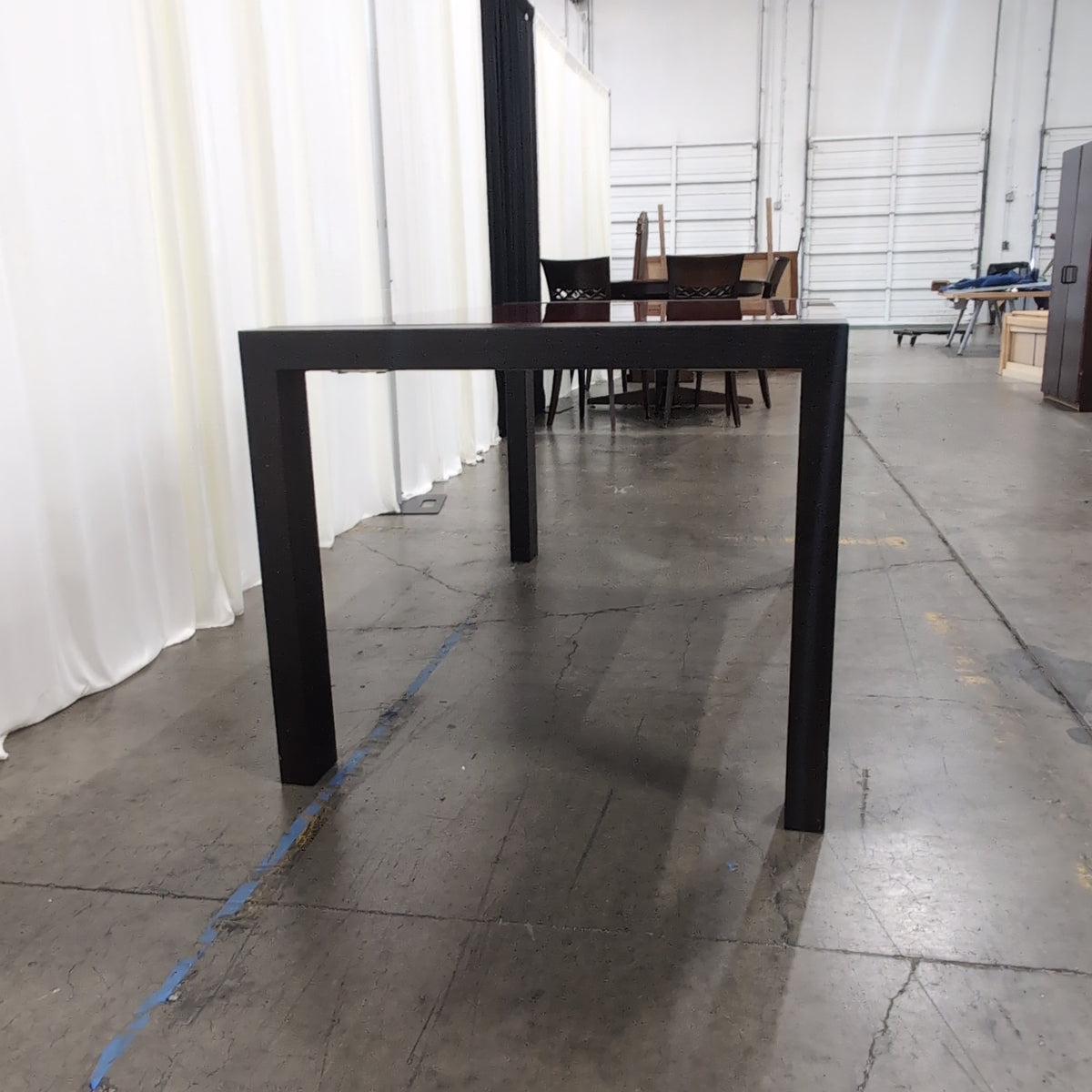 Glossy Red Rectangular Dining Table in Dark Wood