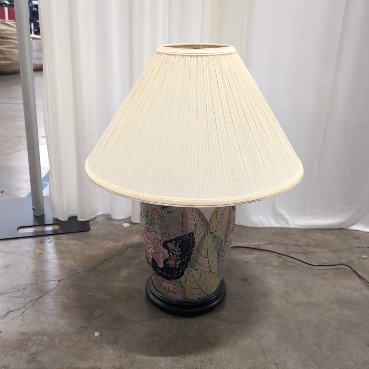 Hand-Painted Ceramic Table Lamp with Pleated Shade