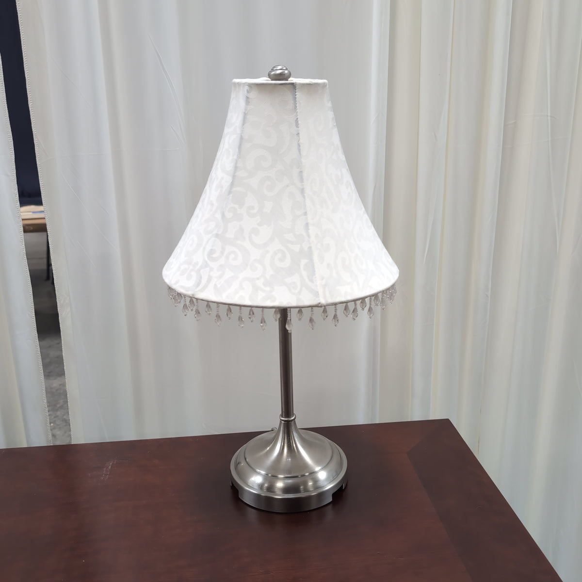 Brushed Nickel Table Lamp with Crystal Bead Fringe