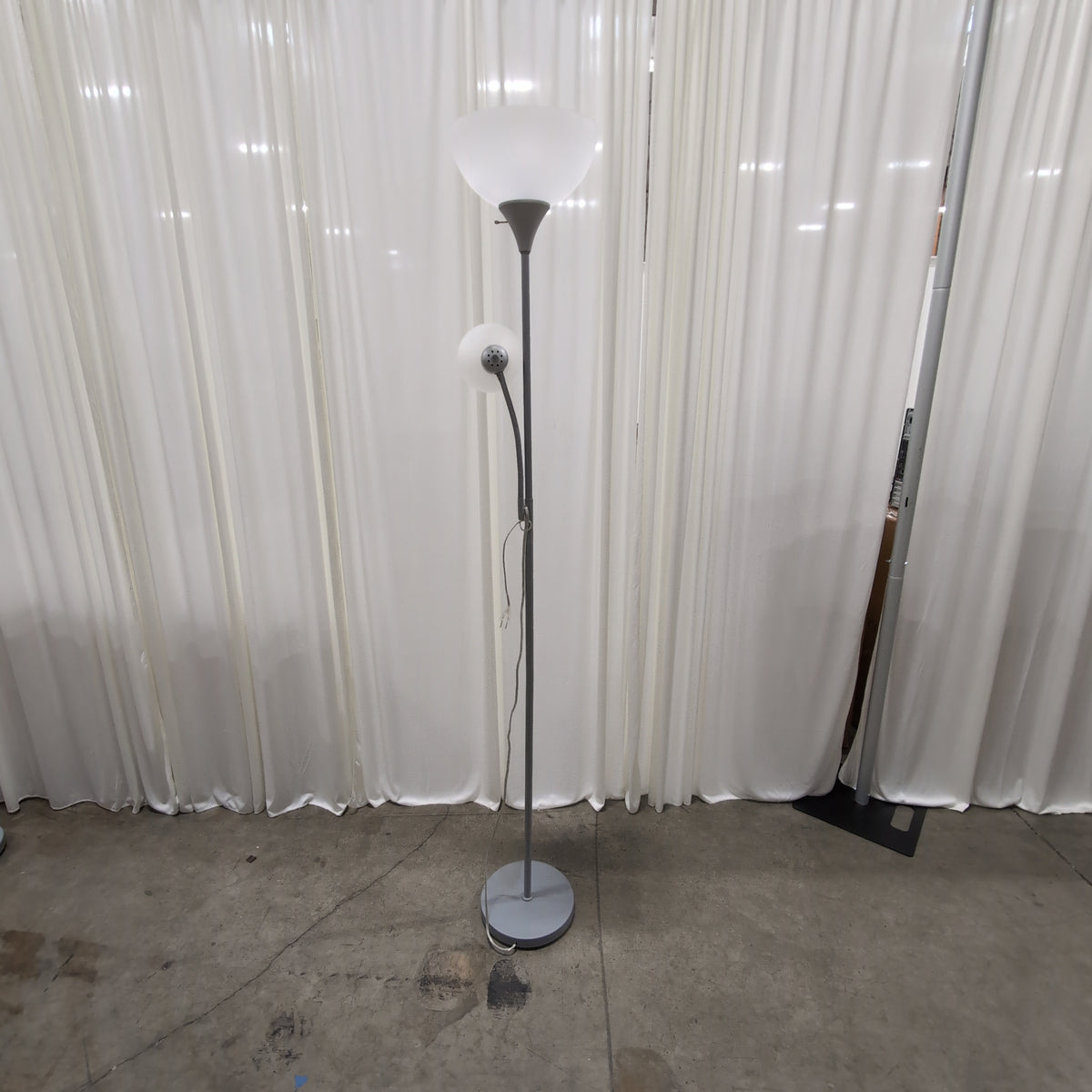 Pair of Grey Metal Floor Lamps with Reading Lights