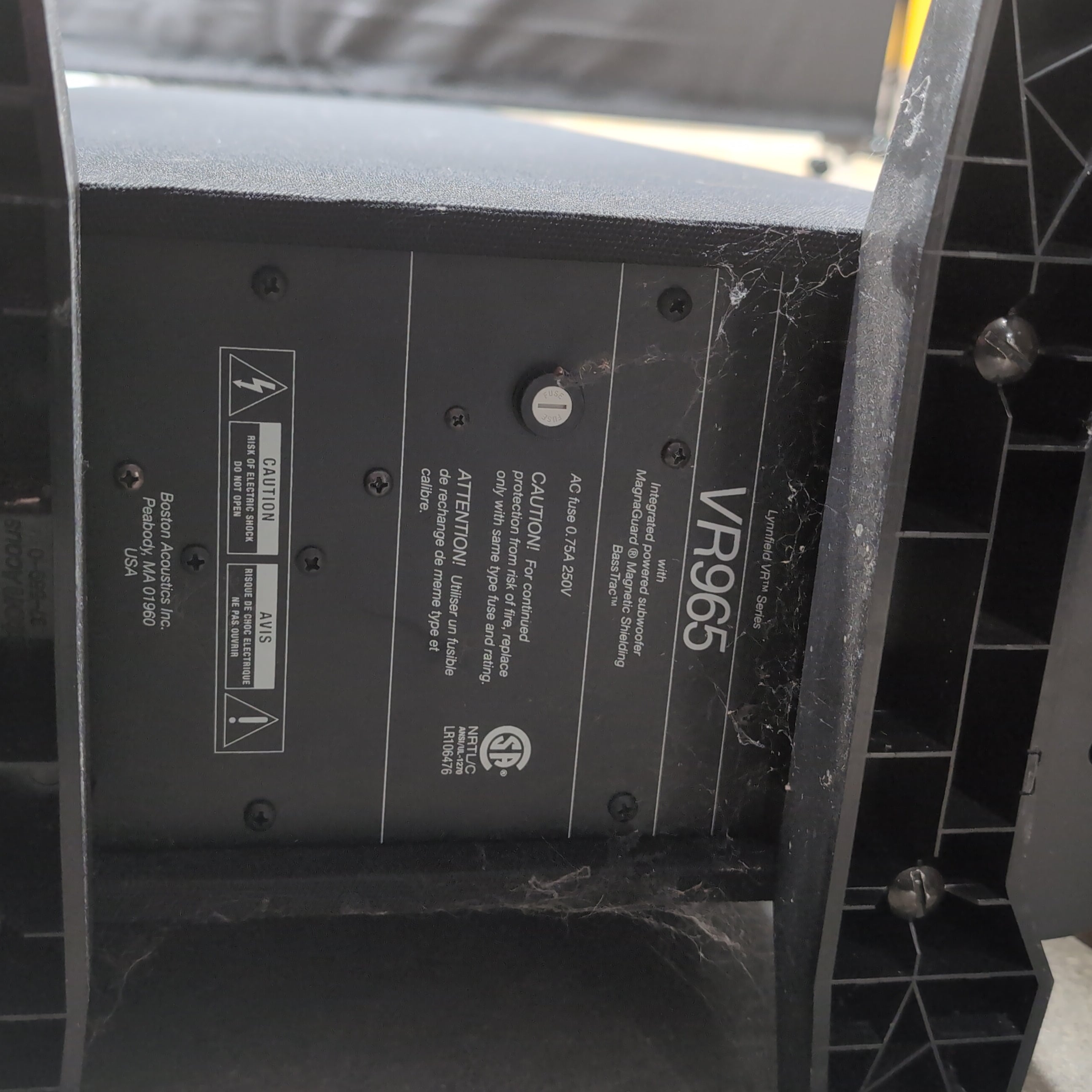 Boston Black Fabric Floor Loudspeakers with Wood Tops