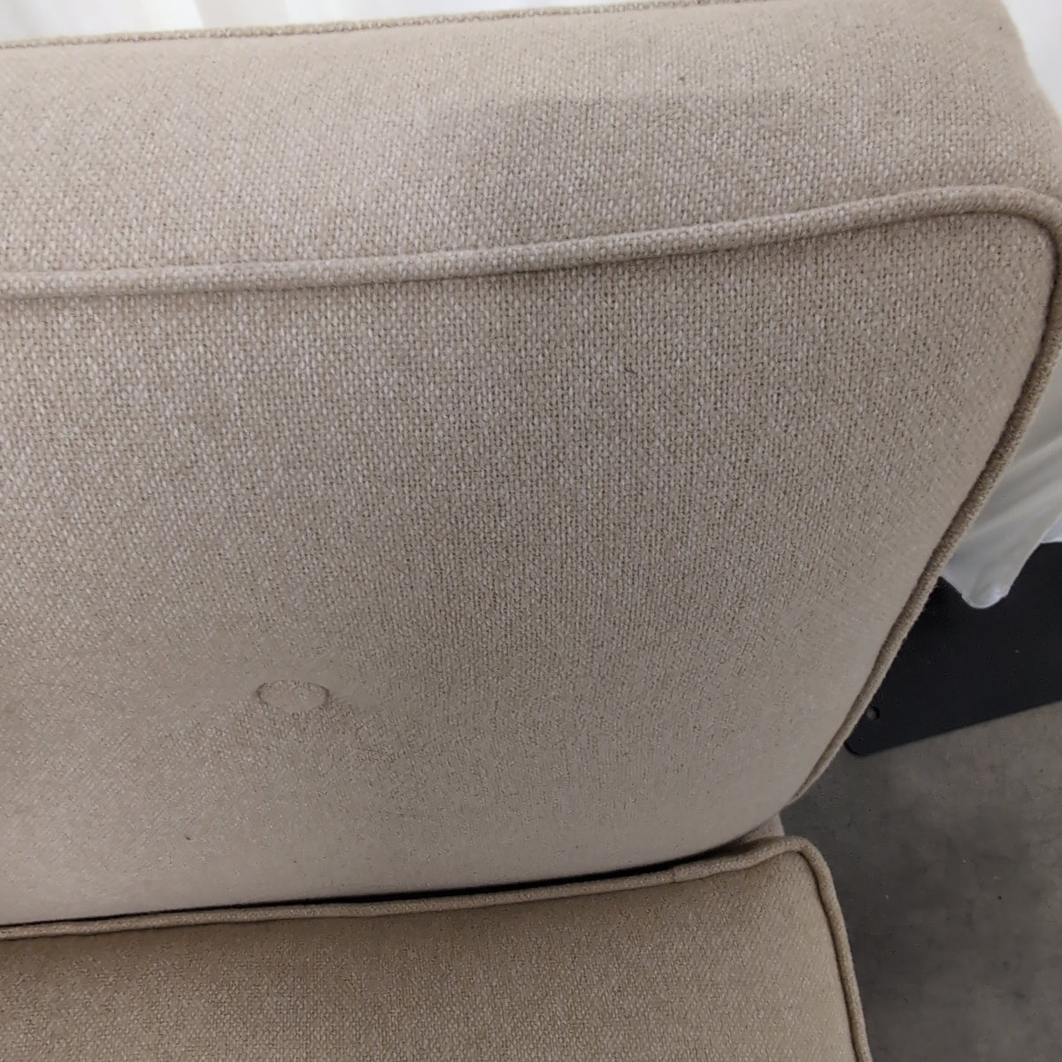 Mid-Century Modern Beige Upholstered Loveseat with Tufted Cushions