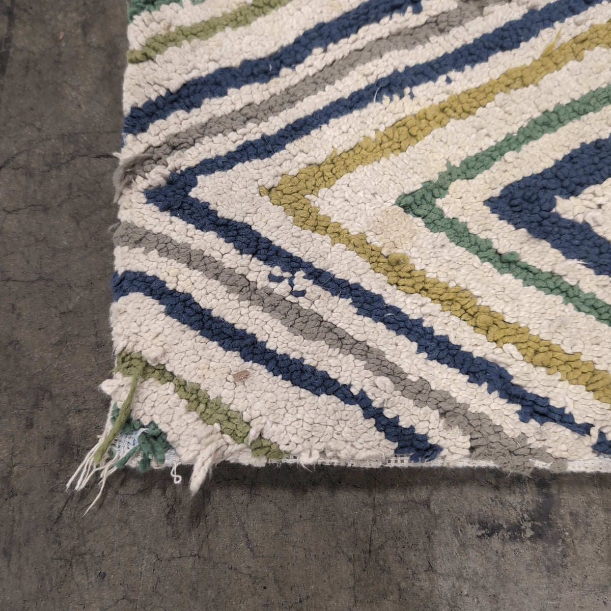 Cream Blue Green Chevron Area Rug