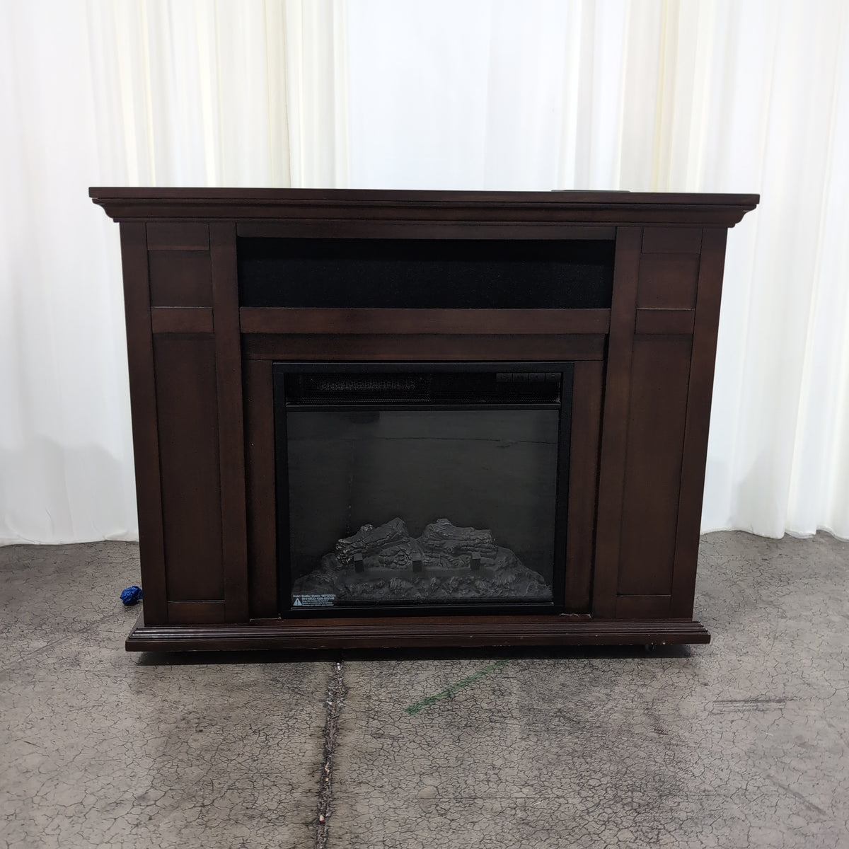 Dark Wood Electric Fireplace TV Stand with Top Controls
