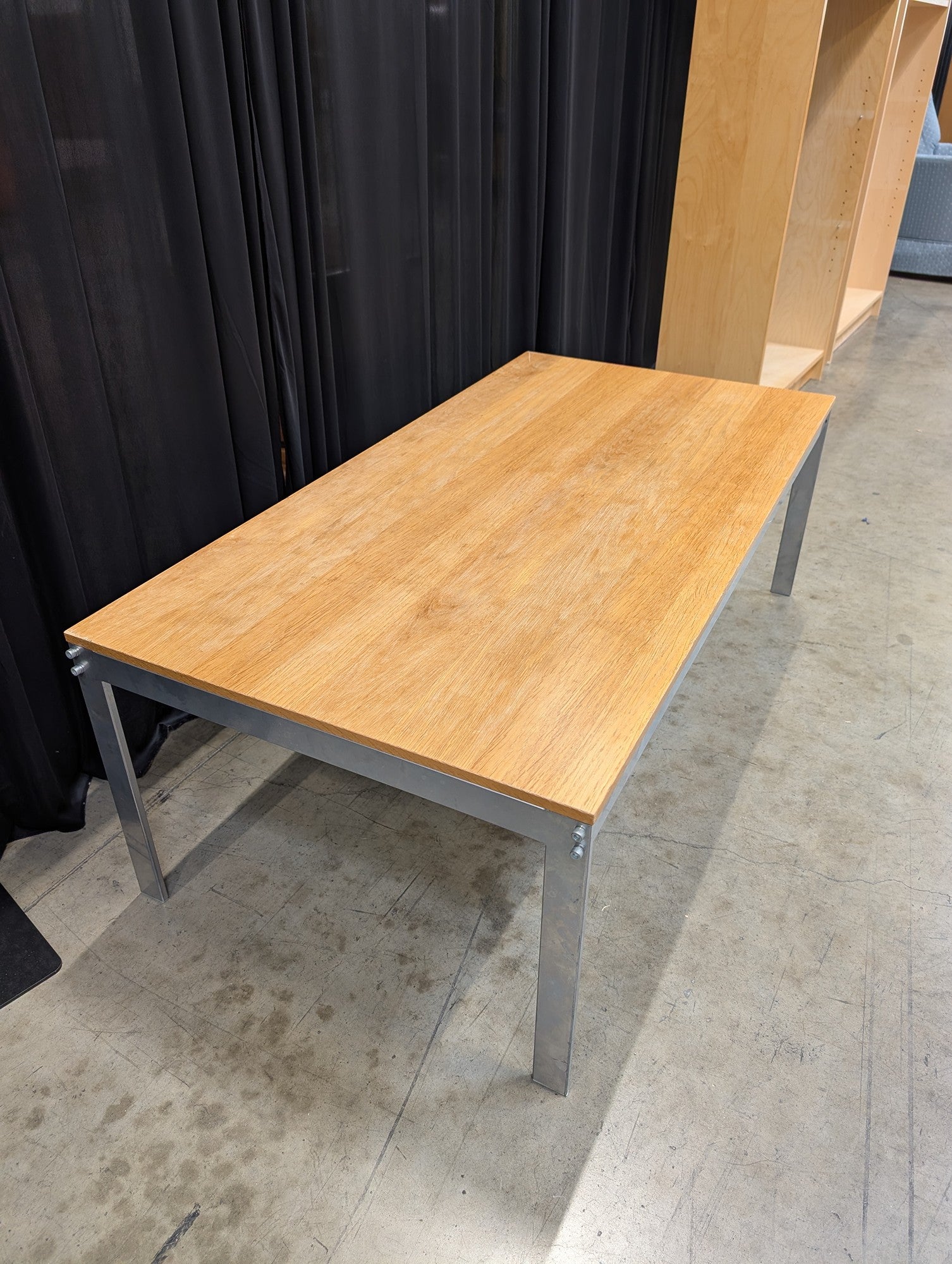 Light Wood Top Modern Coffee Table with Metal Frame