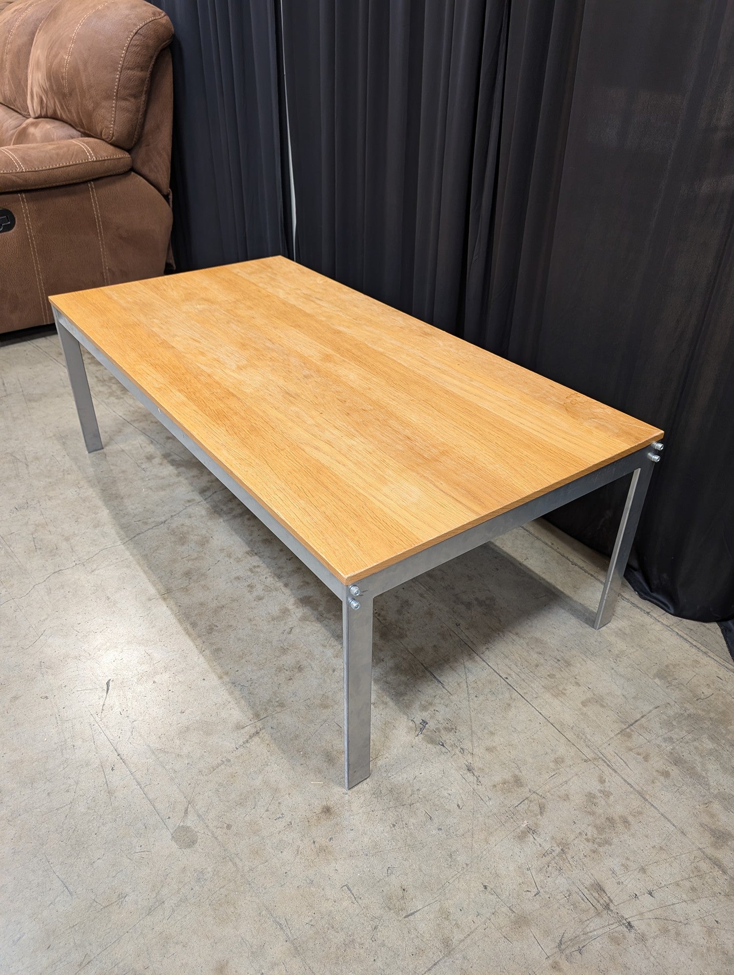 Light Wood Top Modern Coffee Table with Metal Frame