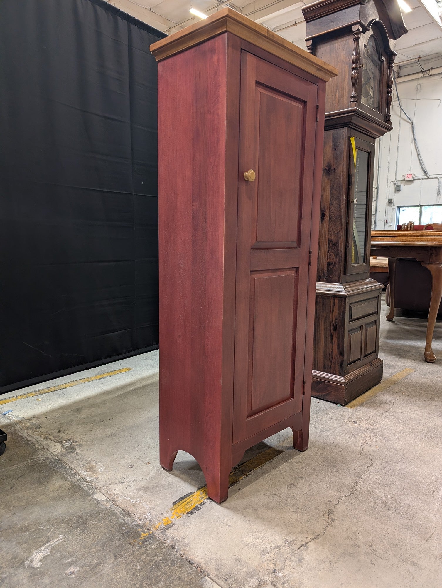 Ethan Allen Solid Wood Tall Pantry Cabinet Colonial Red Finish