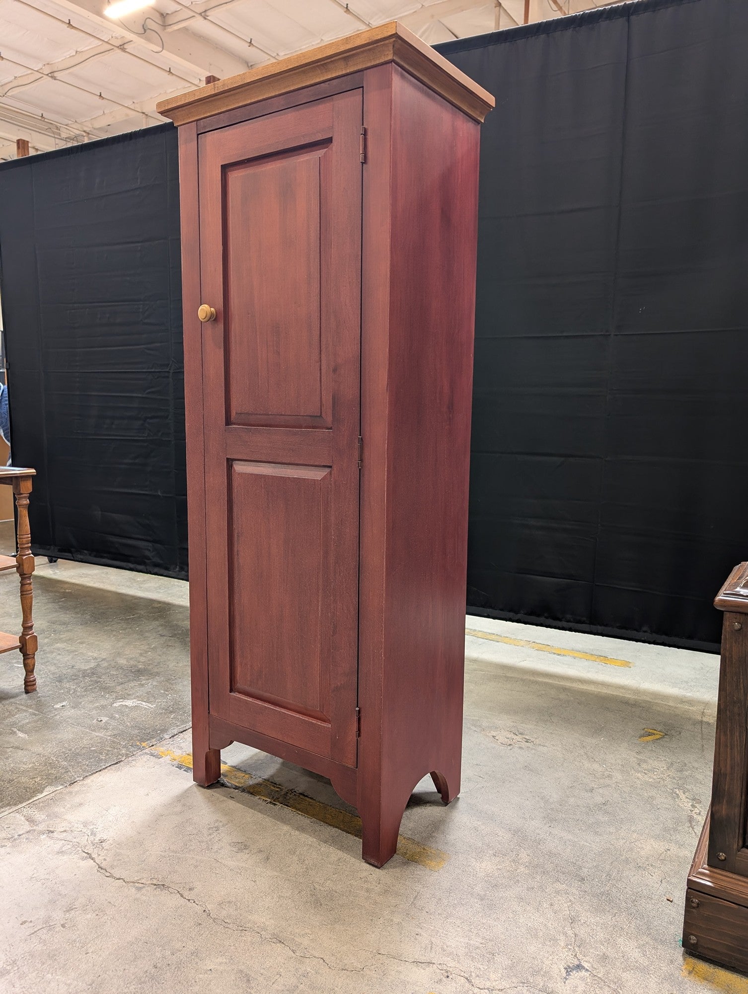 Ethan Allen Solid Wood Tall Pantry Cabinet Colonial Red Finish