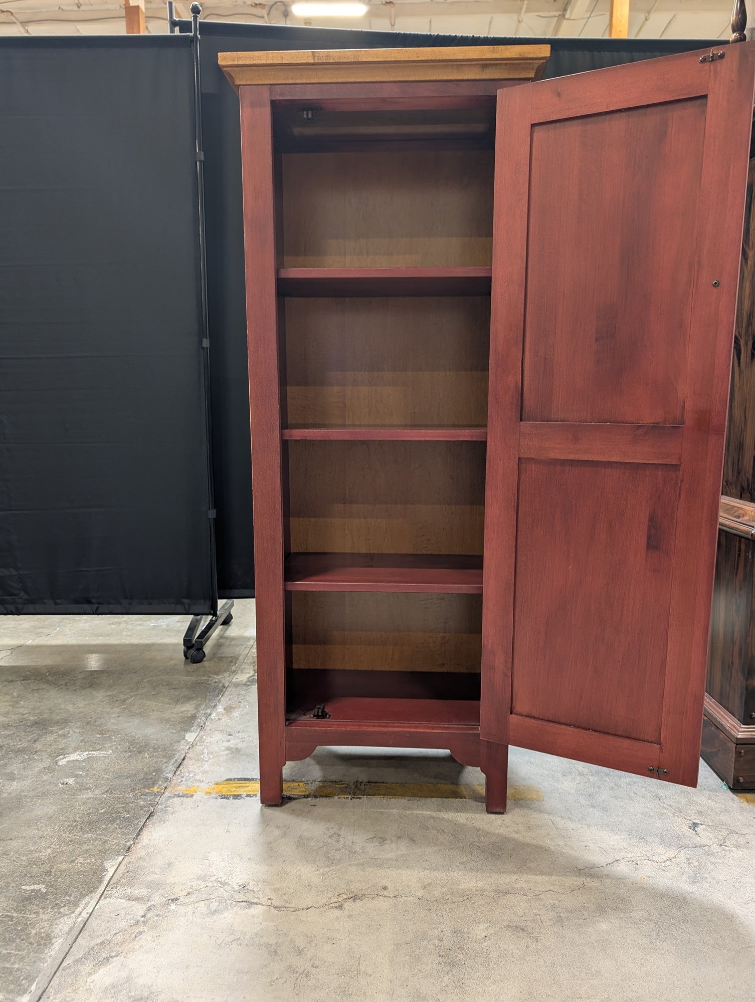 Ethan Allen Solid Wood Tall Pantry Cabinet Colonial Red Finish