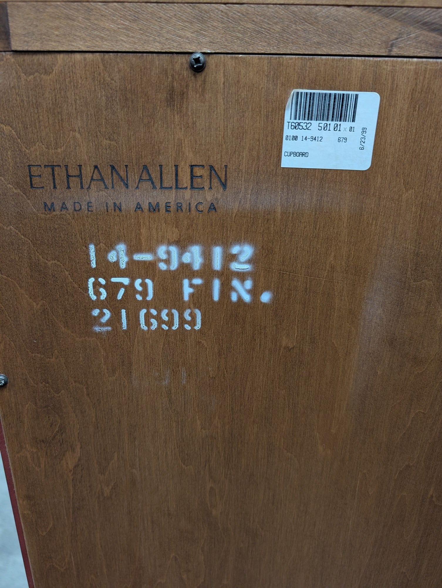 Ethan Allen Solid Wood Tall Pantry Cabinet Colonial Red Finish
