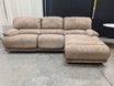 Tan Ribbed Fabric Reclining Sectional Couch with Chaise