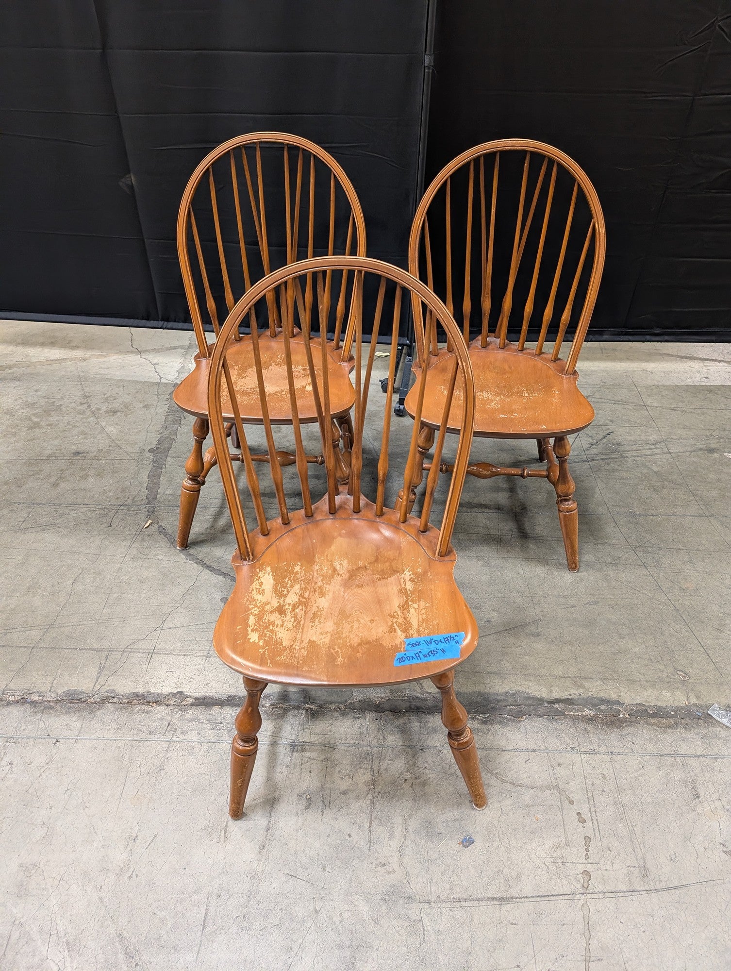 Set of Three Windsor Style Wood Chairs