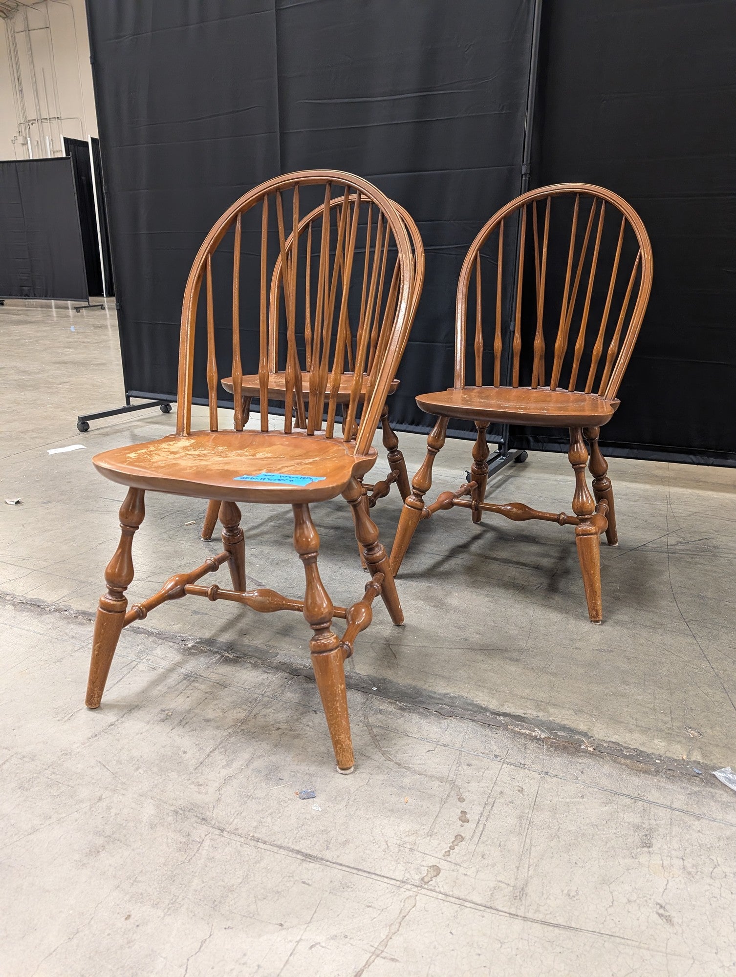 Set of Three Windsor Style Wood Chairs