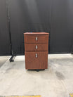 Brown Wood Grain Three-Drawer Filing Cabinet with Casters