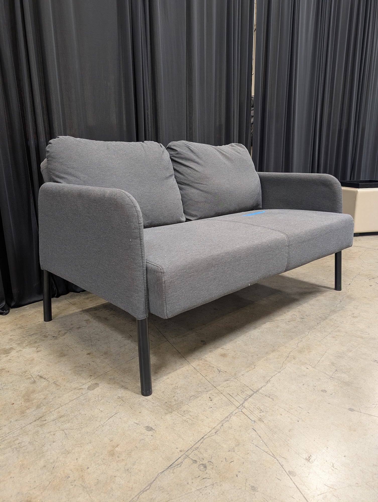IKEA GLOSTAD Gray Fabric Loveseat with Black Legs