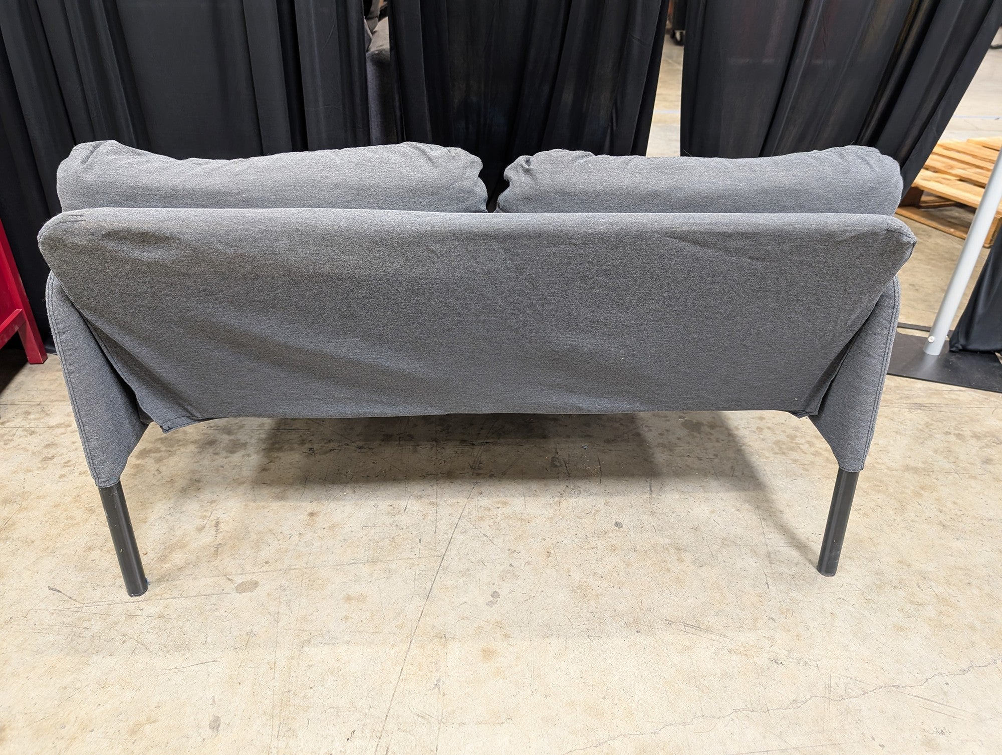 IKEA GLOSTAD Gray Fabric Loveseat with Black Legs