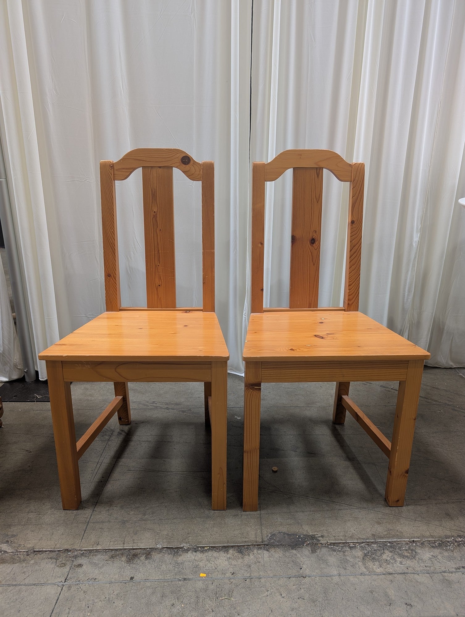 Pair of Rustic Light Wood High Back Dining Chairs