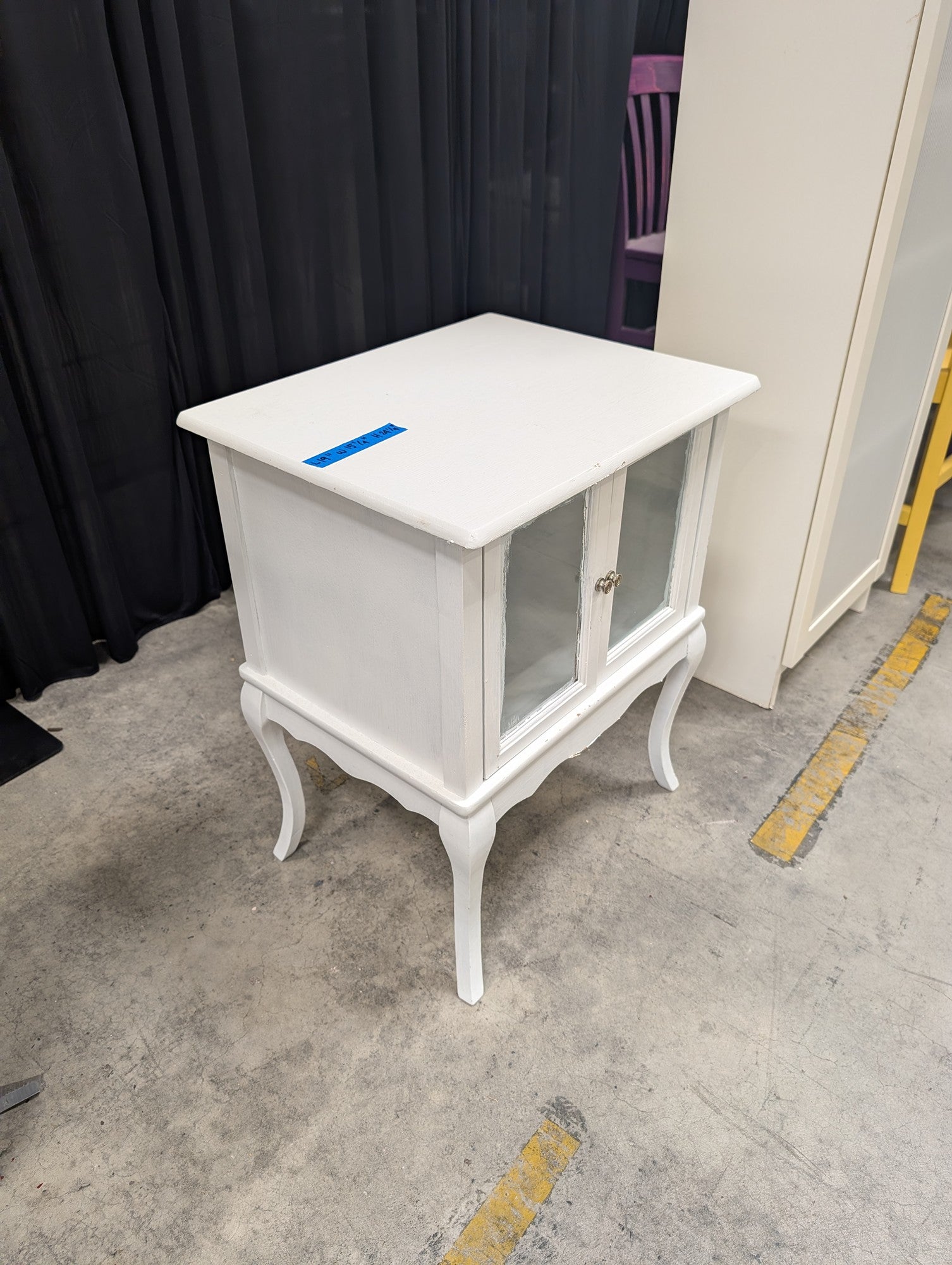 White French Provincial Style Nightstand with Glass Doors